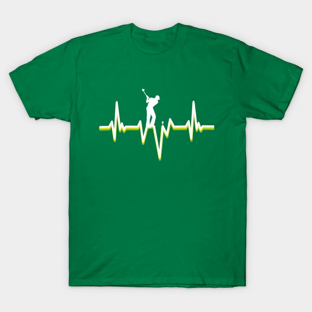 Golf Heartbeat Design T-Shirt by V-Rie